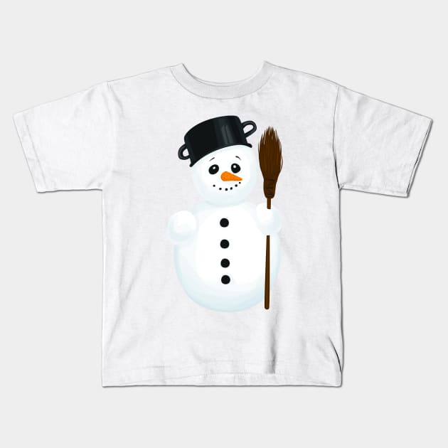 Snowman Kids T-Shirt by katerinamk